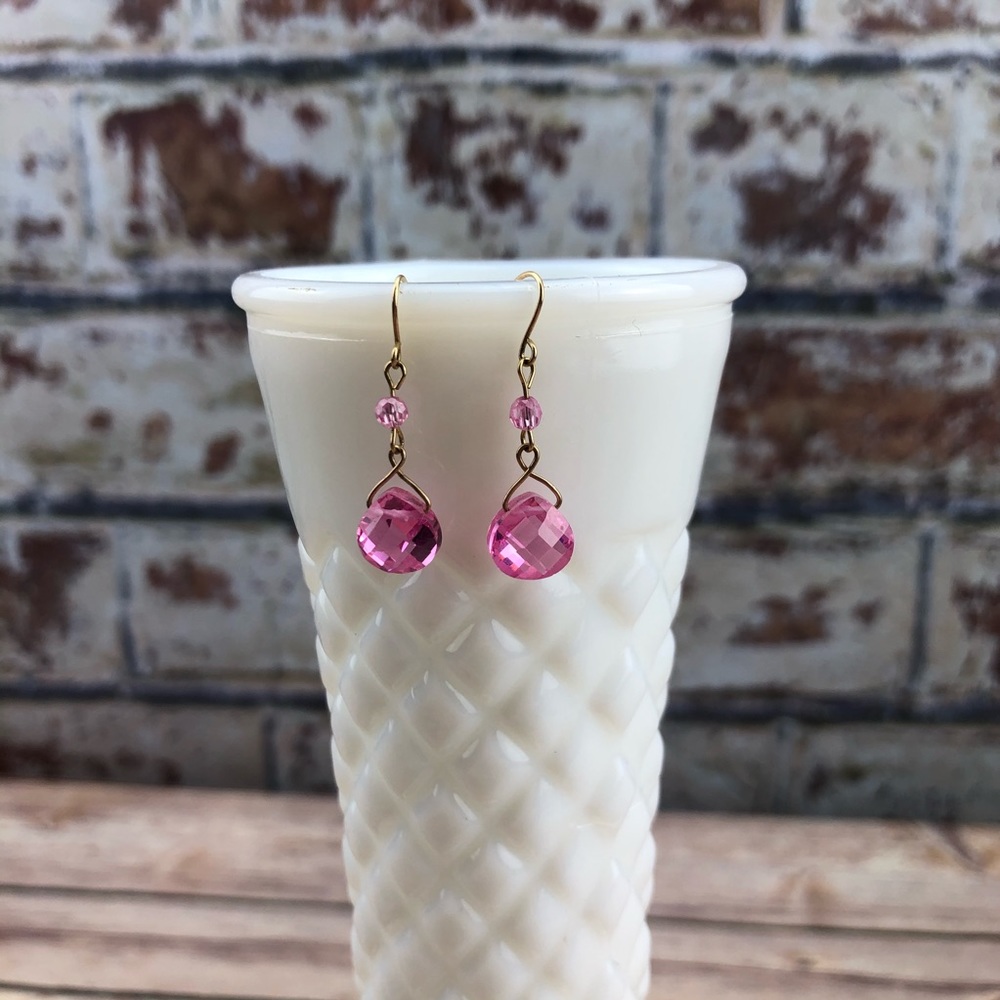 Handmade Pink Rhinestone Earrings